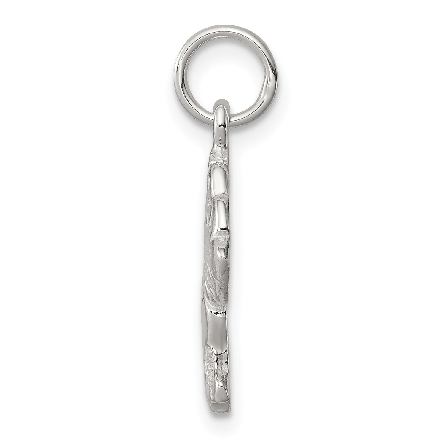 Sterling Silver Polished And Textured Dog Pendant