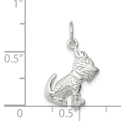 Sterling Silver Polished And Textured Dog Pendant
