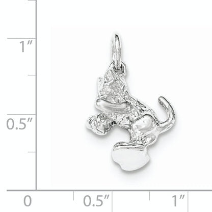Sterling Silver Polished Cat Playing With Ball Pendant