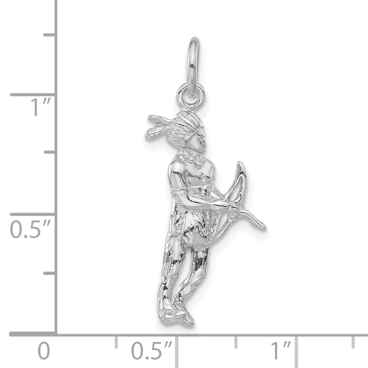 Sterling Silver Polished Indigenous Man W/Bow & Arrow Pendant