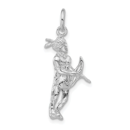 Sterling Silver Polished Indigenous Man W/Bow & Arrow Pendant