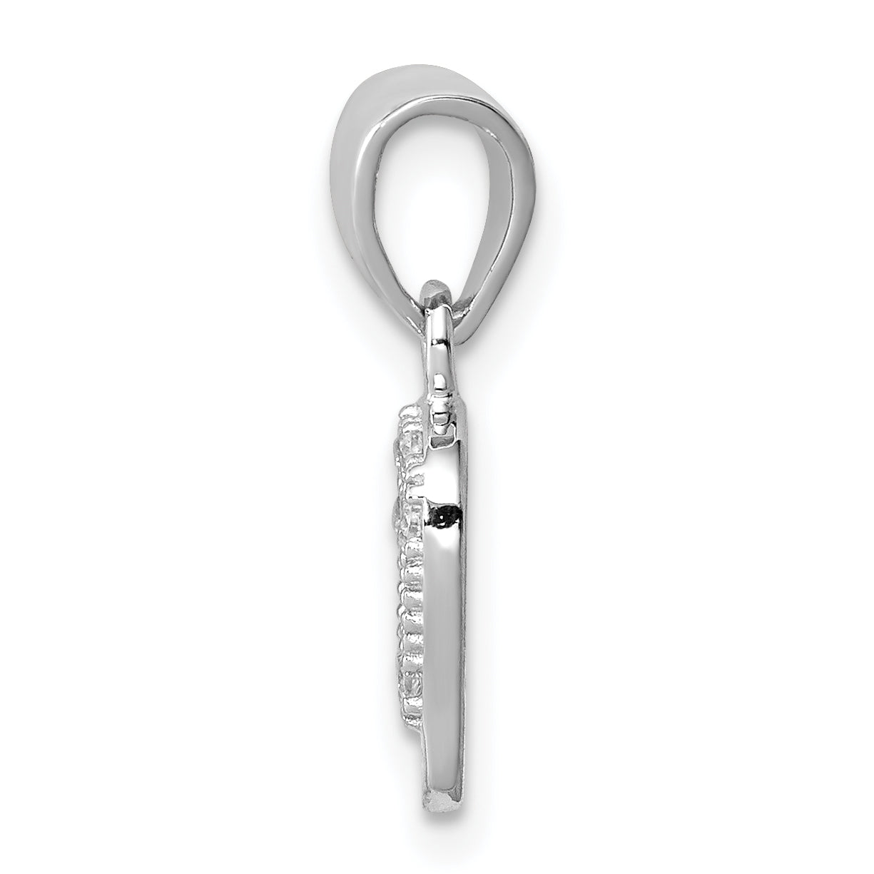 Sterling Silver Rhodium-Plated Cz Skull Pendant