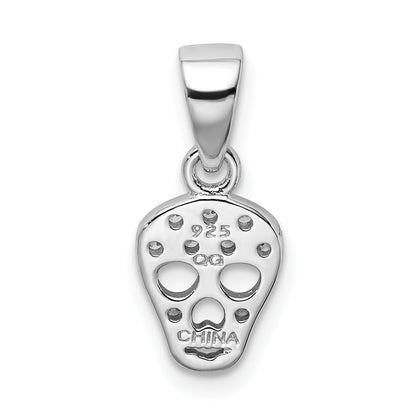 Sterling Silver Rhodium-Plated Cz Skull Pendant