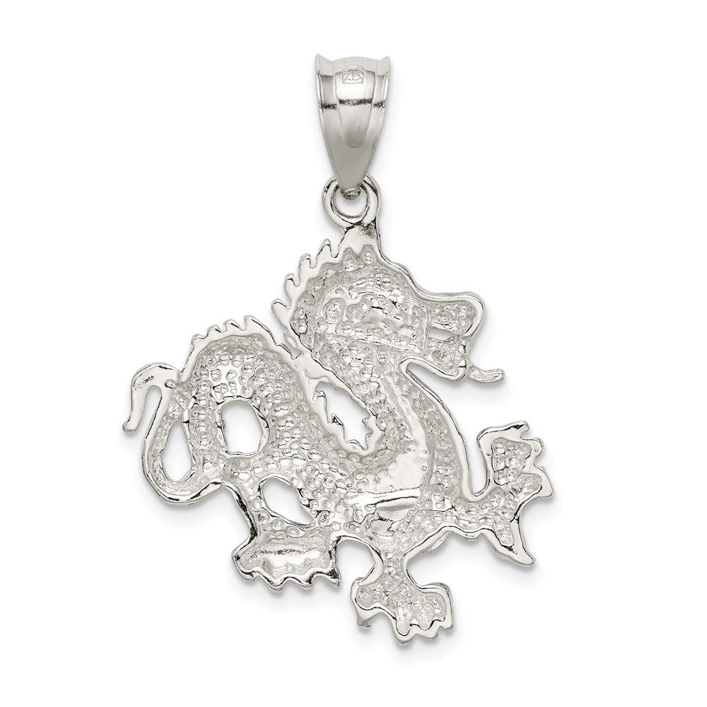 Sterling Silver Polished & Textured Chinese Dragon Pendant