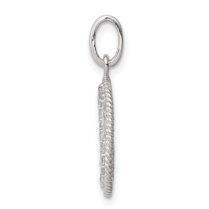 Sterling Silver Rhodium-Plated Polished Cz Anchor Pendant