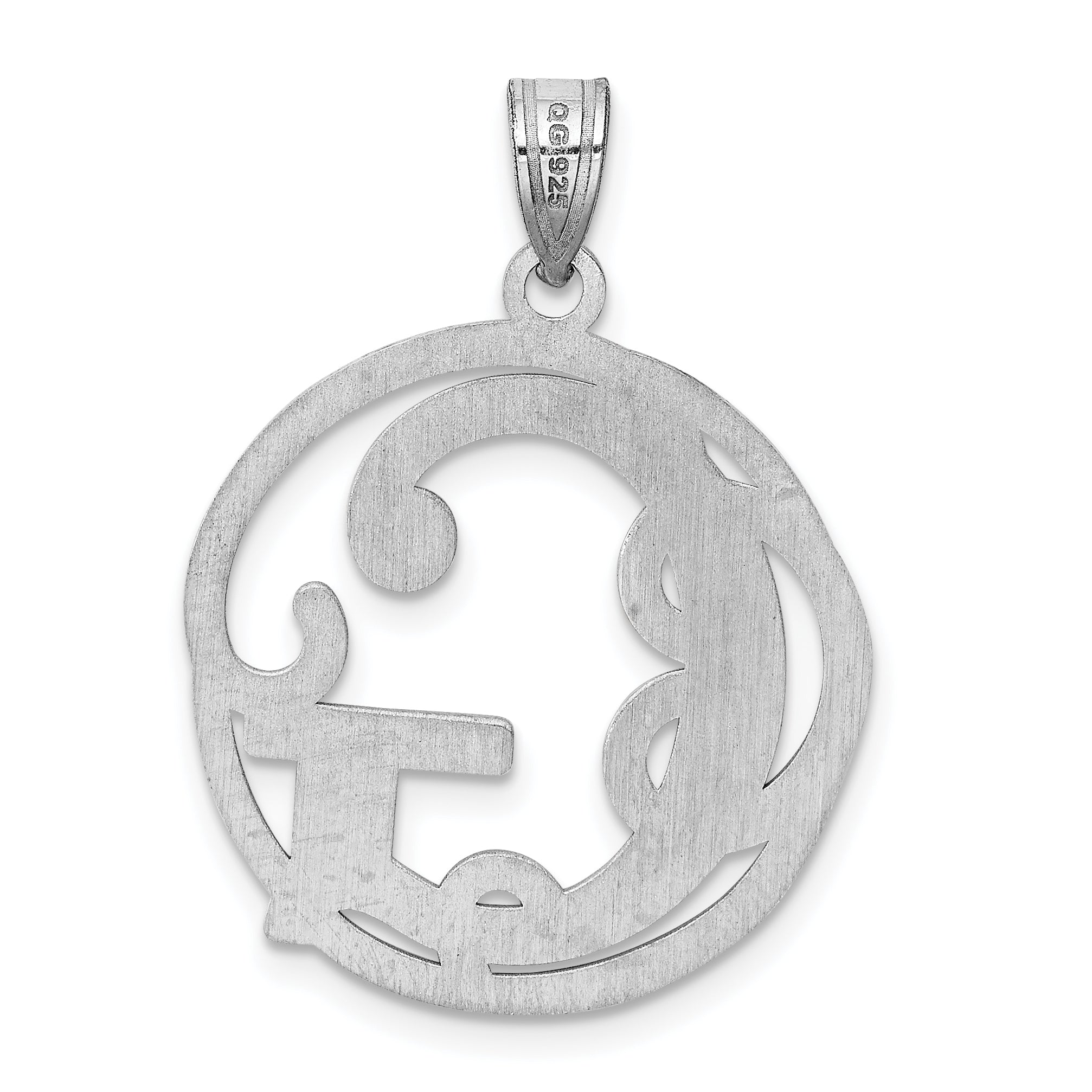 Sterling Silver Rhodium-Plated Fancy Script Letter G Initial Pendant