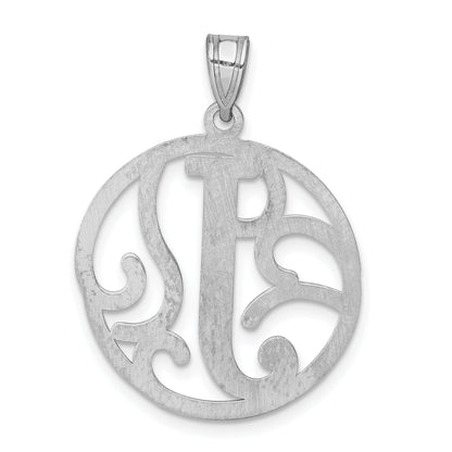 Sterling Silver Rhodium-Plated Fancy Script Letter J Initial Pendant