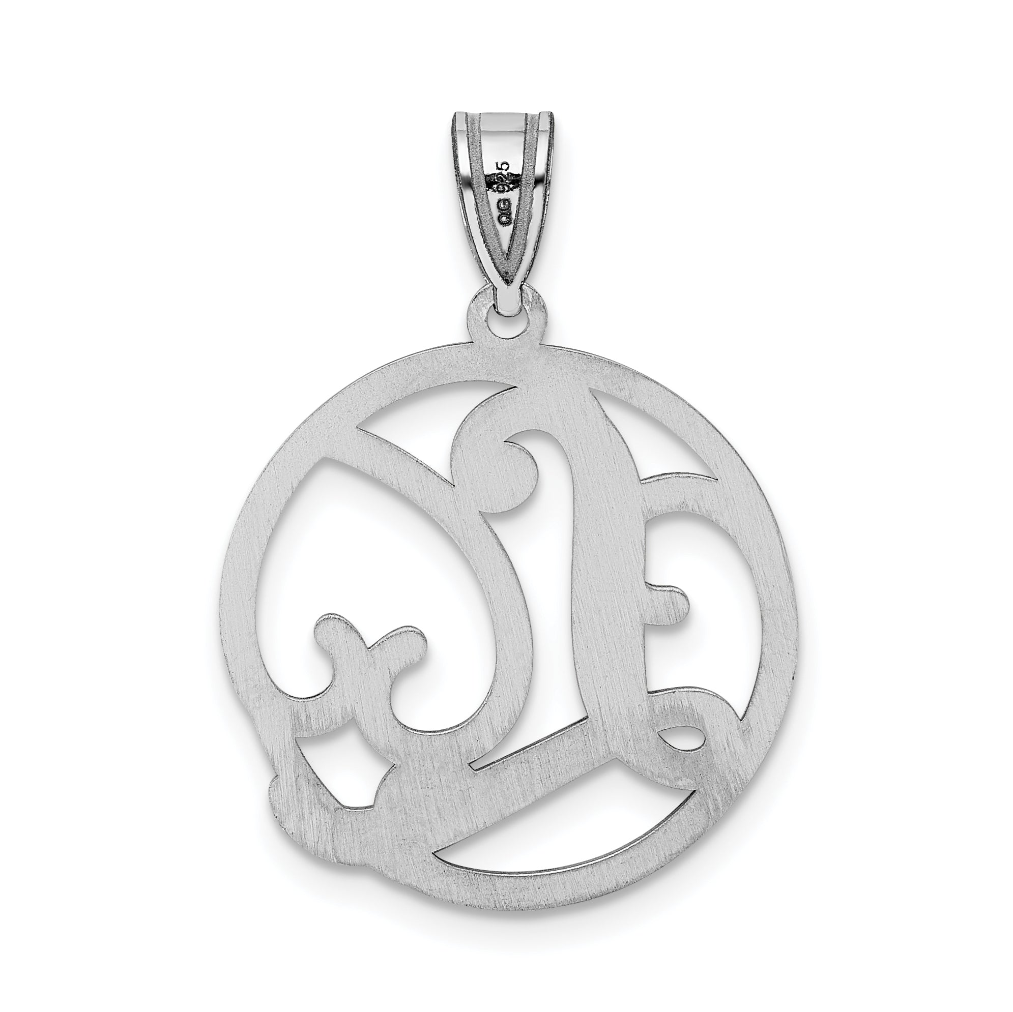Sterling Silver Rhodium-Plated Fancy Script Letter L Initial Pendant