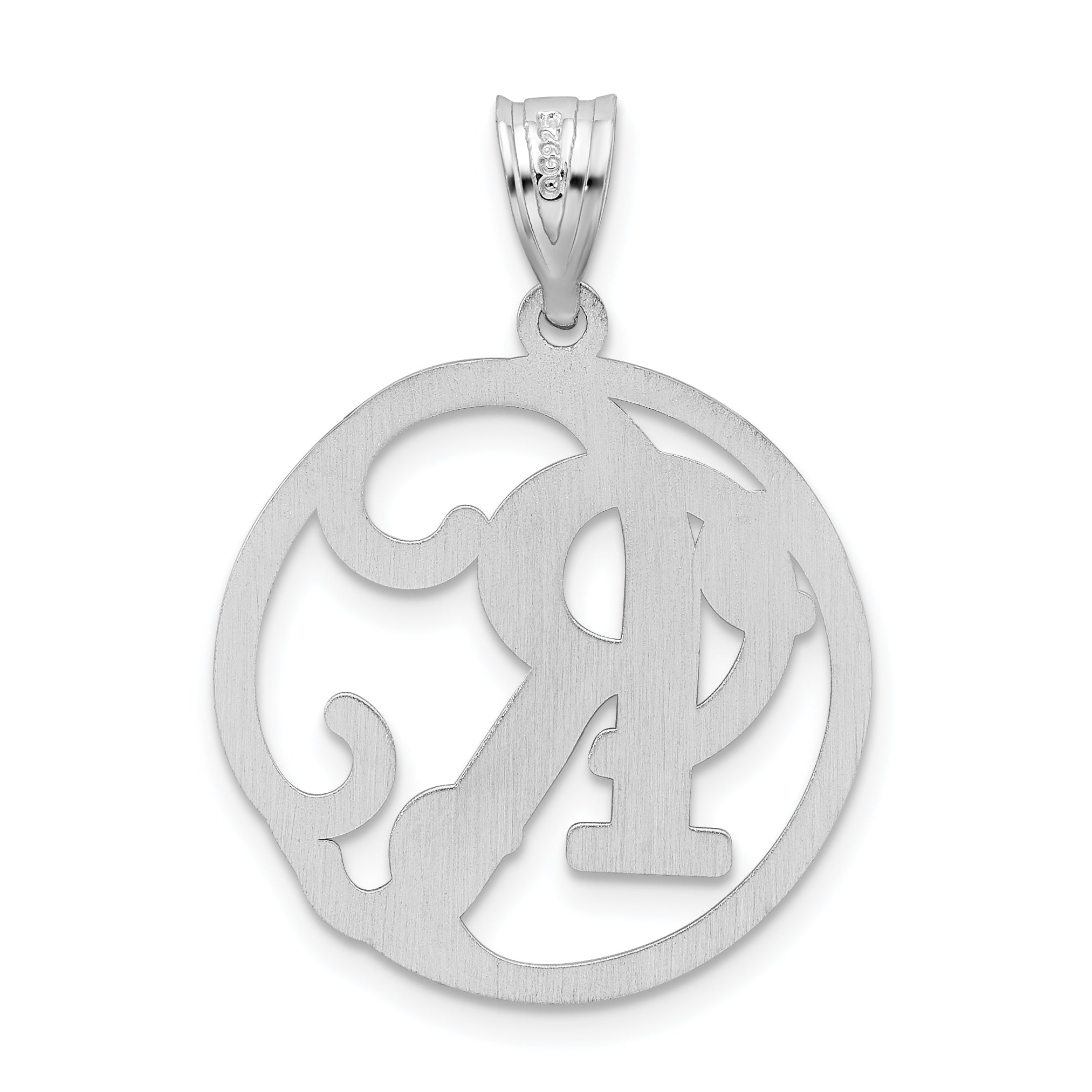 Sterling Silver Rhodium-Plated Fancy Script Letter R Initial Pendant