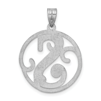 Sterling Silver Rhodium-Plated Fancy Script Letter S Initial Pendant