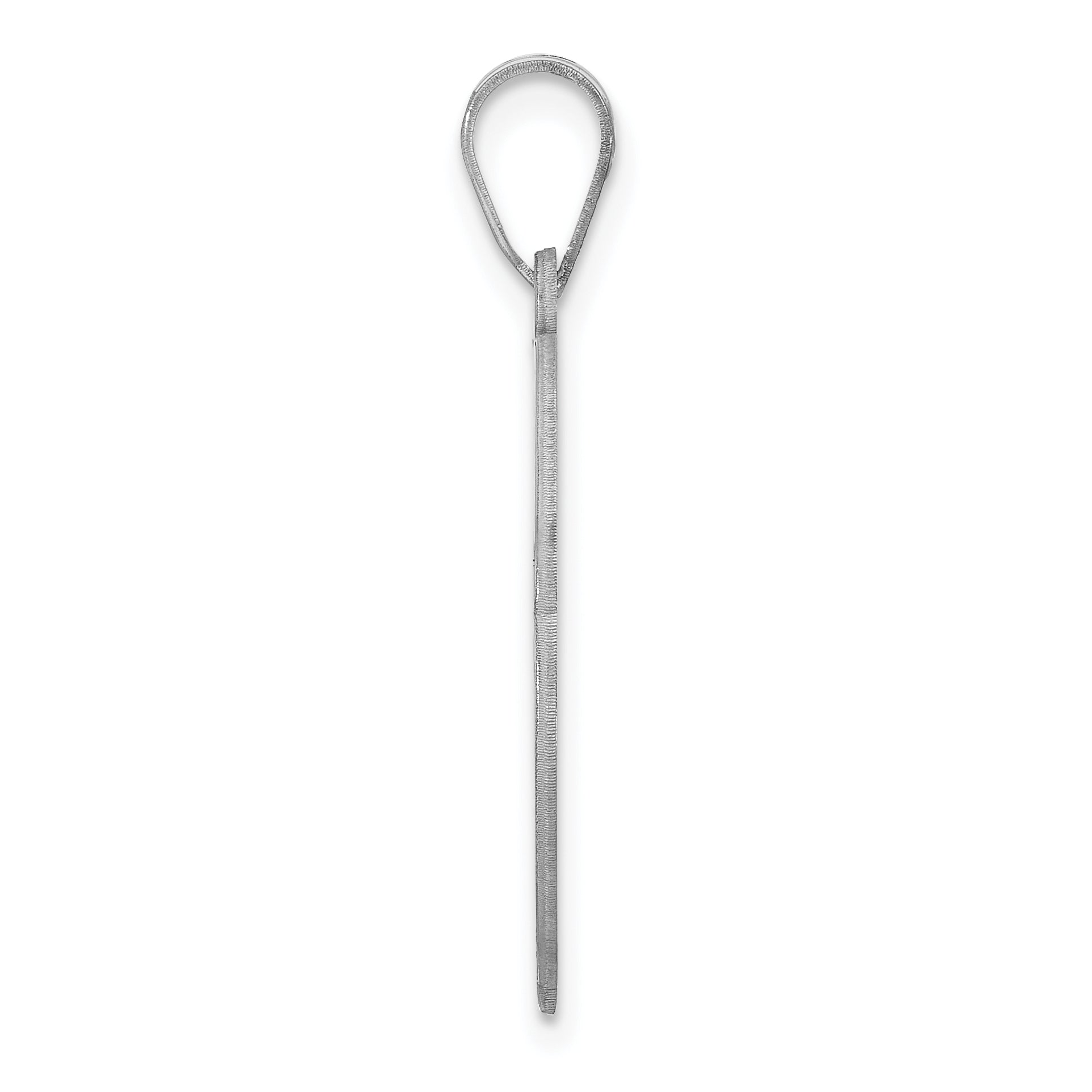 Sterling Silver Rhodium-Plated Fancy Script Letter V Initial Pendant