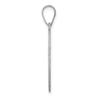 Sterling Silver Rhodium-Plated Fancy Script Letter V Initial Pendant