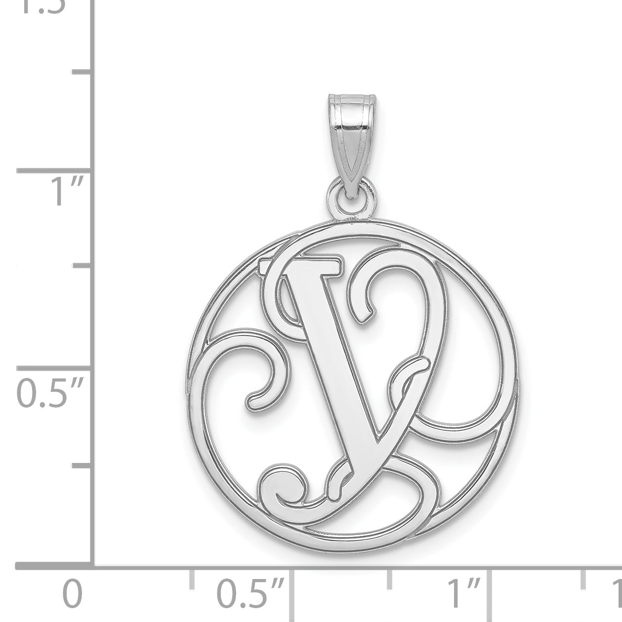 Sterling Silver Rhodium-Plated Fancy Script Letter Y Initial Pendant
