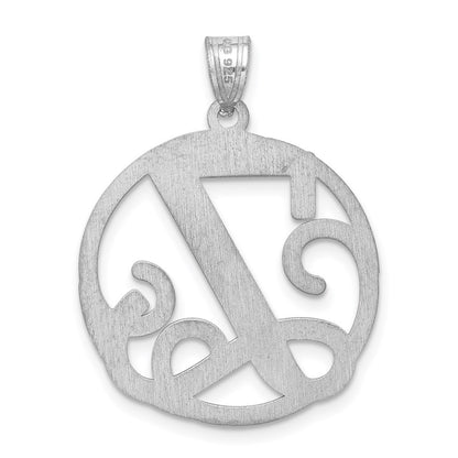 Sterling Silver Rhodium-Plated Fancy Script Letter Z Initial Pendant