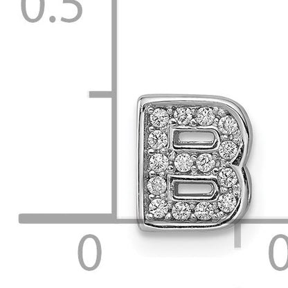Sterling Silver Silverrhodium-Plated Cz Letter B Initial Slide Charm