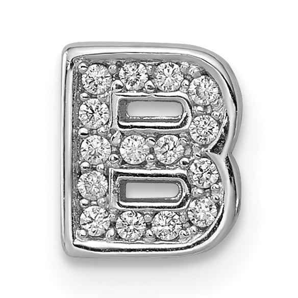 Sterling Silver Silverrhodium-Plated Cz Letter B Initial Slide Charm