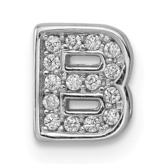 Sterling Silver Silverrhodium-Plated Cz Letter B Initial Slide Charm