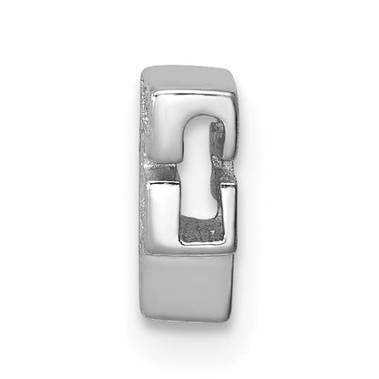 Sterling Silver Rhodium-Plated Cz Letter F Initial Slide Charm