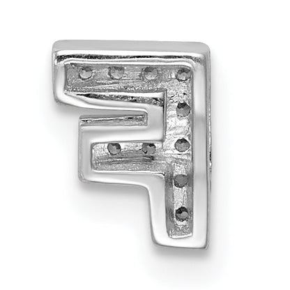 Sterling Silver Rhodium-Plated Cz Letter F Initial Slide Charm