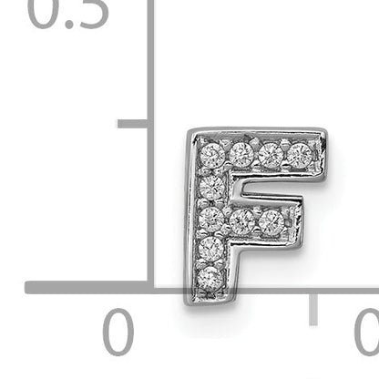 Sterling Silver Rhodium-Plated Cz Letter F Initial Slide Charm