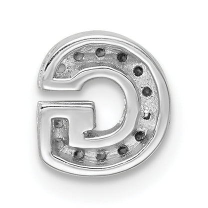 Sterling Silver Rhodium-Plated Cz Letter G Initial Slide Charm