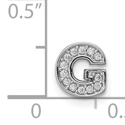 Sterling Silver Rhodium-Plated Cz Letter G Initial Slide Charm