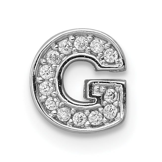 Sterling Silver Rhodium-Plated Cz Letter G Initial Slide Charm