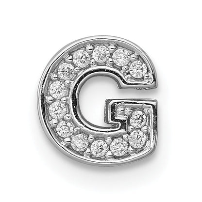 Sterling Silver Rhodium-Plated Cz Letter G Initial Slide Charm