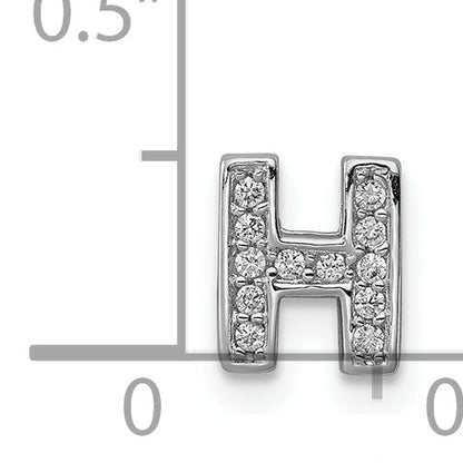 Sterling Silver Rhodium-Plated Cz Letter H Initial Slide Charm