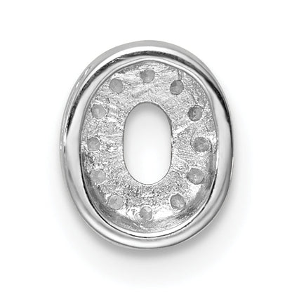 Sterling Silver Rhodium-Plated Cz Letter O Initial Slide Charm