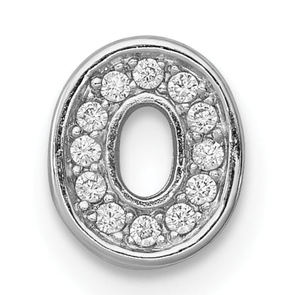 Sterling Silver Rhodium-Plated Cz Letter O Initial Slide Charm