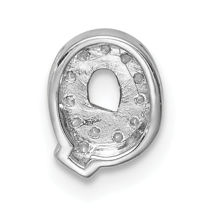 Sterling Silver Rhodium-Plated Cz Letter Q Initial Slide Charm