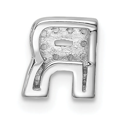 Sterling Silver Rhodium-Plated Cz Letter R Initial Slide Charm