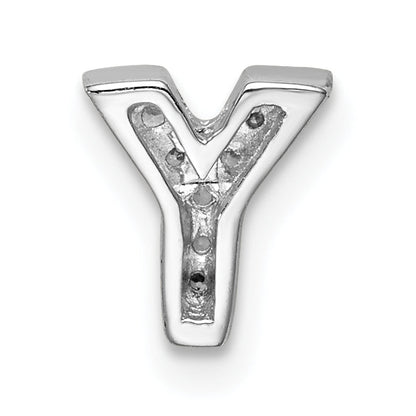 Sterling Silver Rhodium-Plated Cz Letter Y Initial Slide Charm