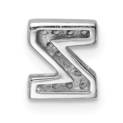 Sterling Silver Rhodium-Plated Cz Letter Z Initial Slide Charm