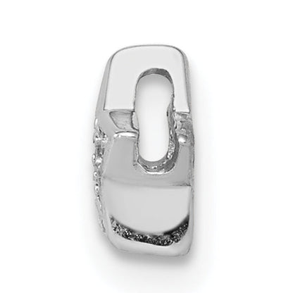 Sterling Silver Notes Rhodium Plated Cz Star Slide Charm