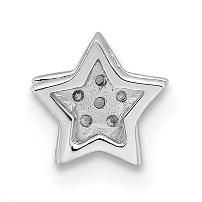 Sterling Silver Notes Rhodium Plated Cz Star Slide Charm