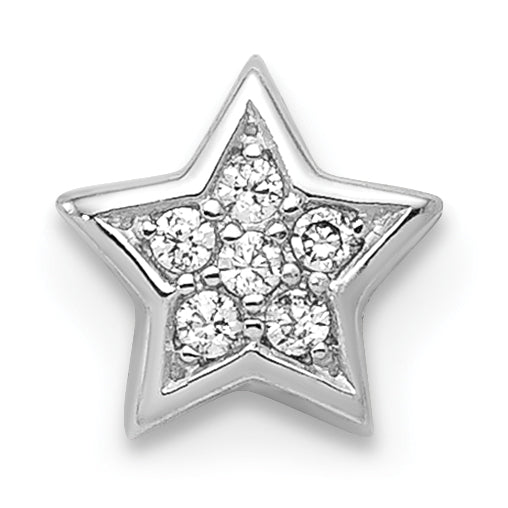 Sterling Silver Notes Rhodium Plated Cz Star Slide Charm