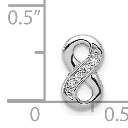 Sterling Silver Notes Rhodium Plated Cz Infinity Slide Charm