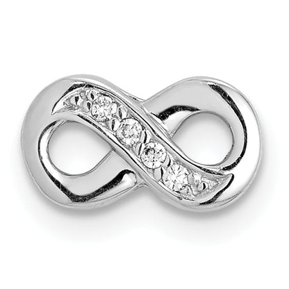 Sterling Silver Notes Rhodium Plated Cz Infinity Slide Charm