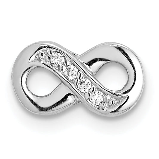 Sterling Silver Notes Rhodium Plated Cz Infinity Slide Charm
