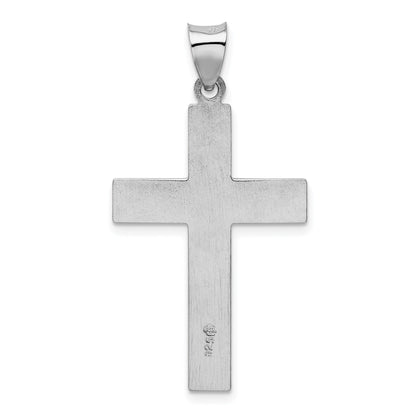 Sterling Silver Rhodium-Plated Satin & Polished Latin Cross Pendant