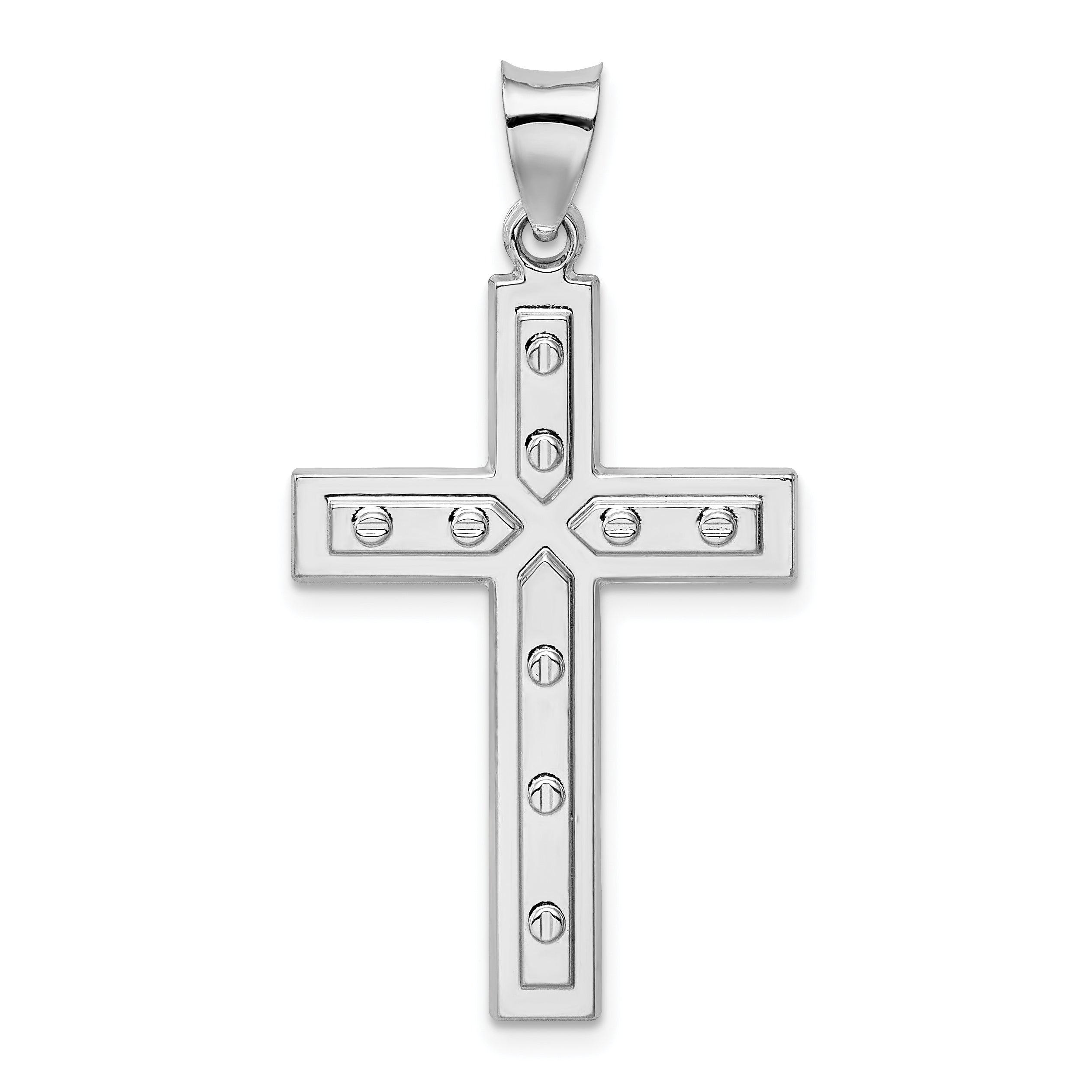 Sterling Silver Rhodium-Plated Satin & Polished Latin Cross Pendant