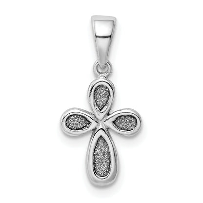 Sterling Silver Rhodium-Plated Enamel & Glitter Fabric Cross Pendant