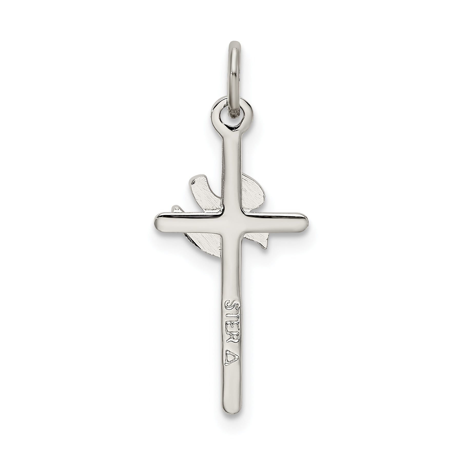 Sterling Silver Polished And Satin Dove Cross Pendant