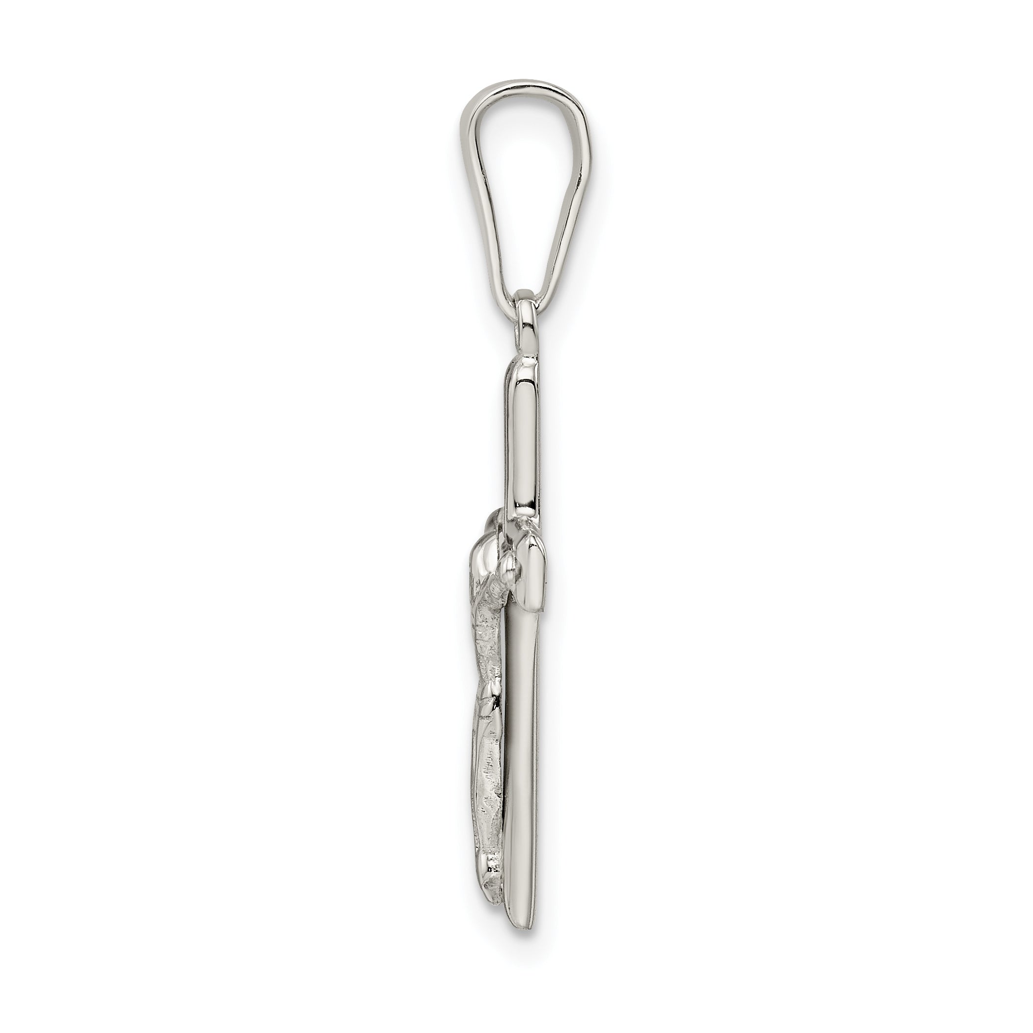Sterling Silver Polished & Textured Crucifix Pendant