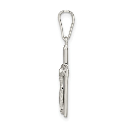 Sterling Silver Polished & Textured Crucifix Pendant