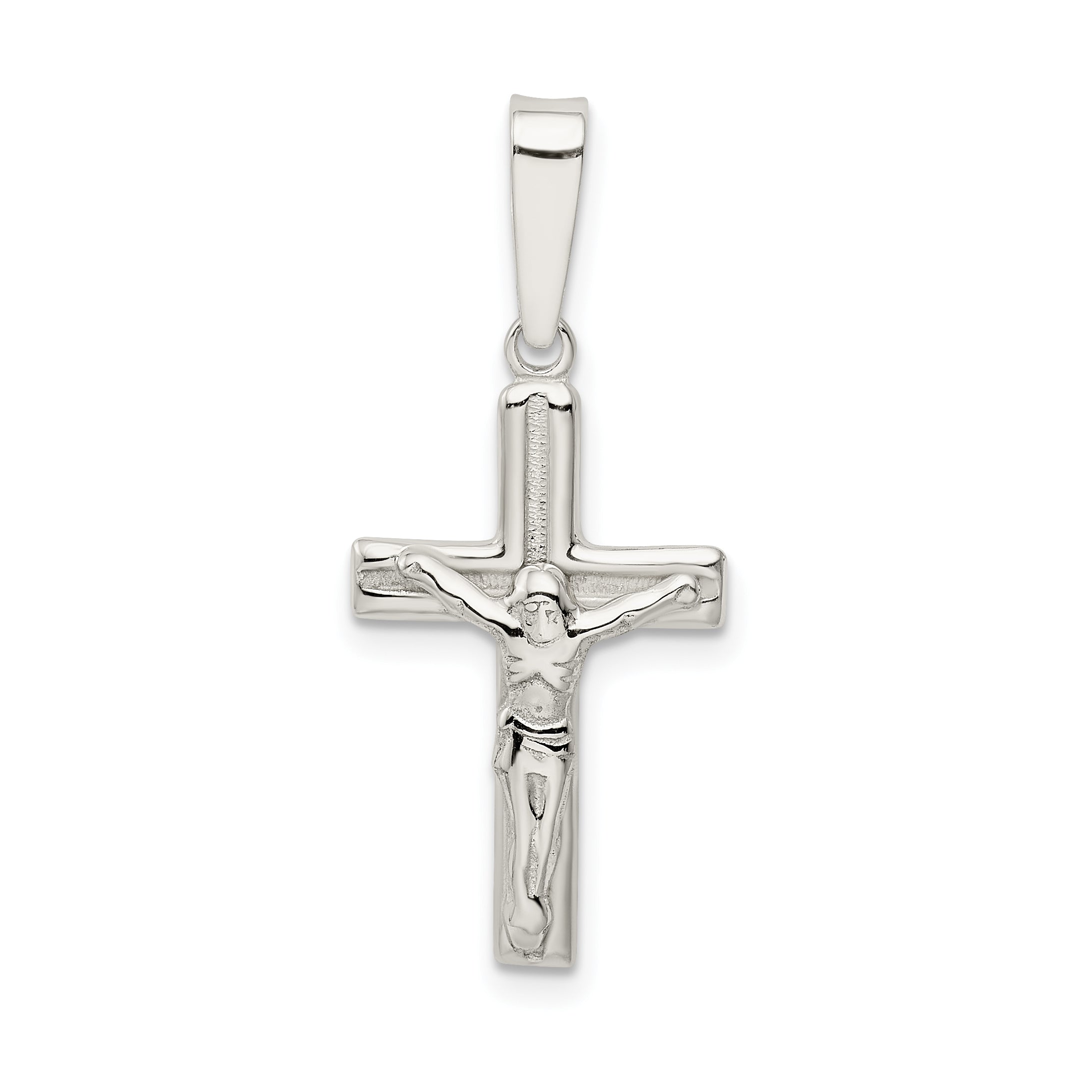 Sterling Silver Polished & Textured Crucifix Pendant