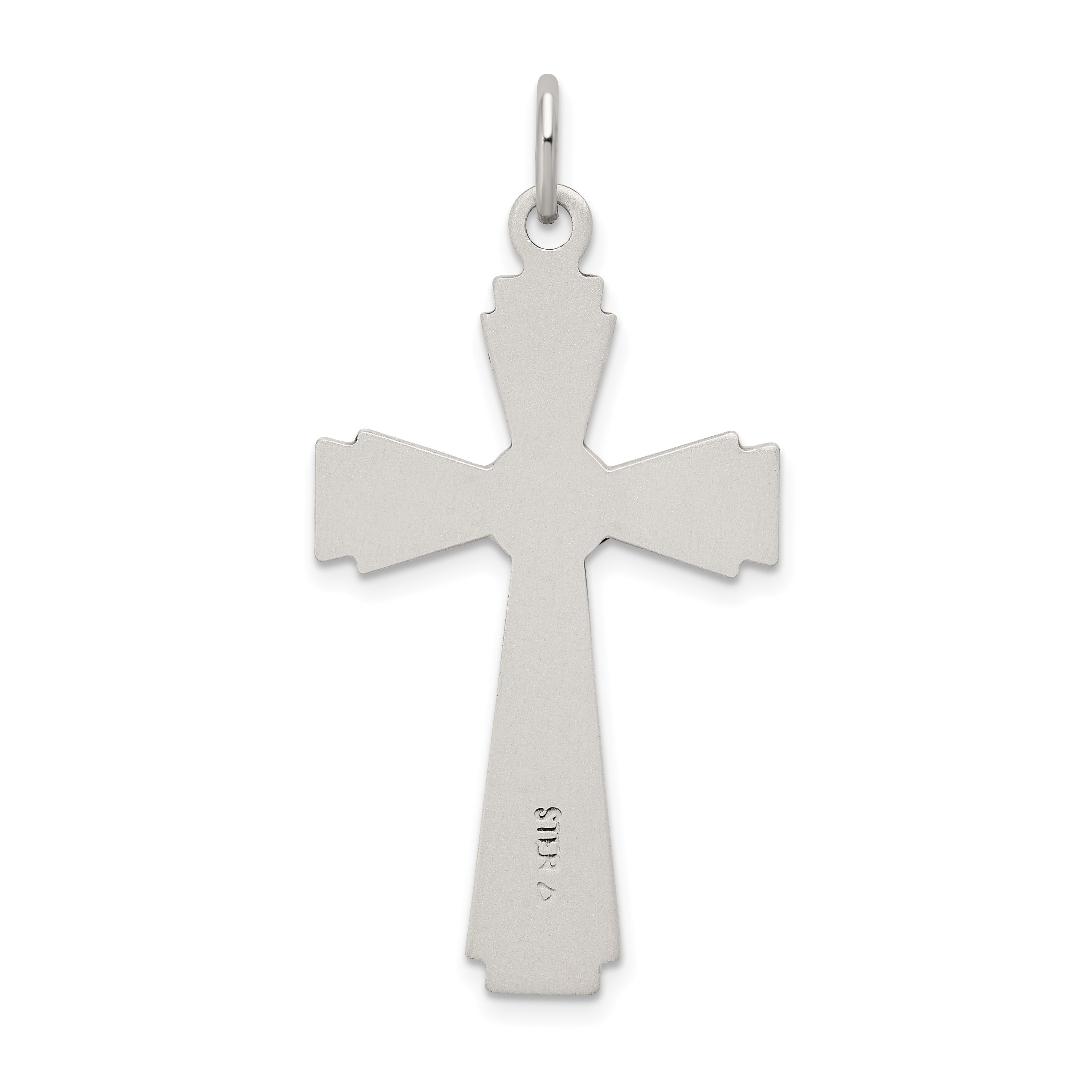 Sterling Silver Satin And D/C Inri Crucifix Pendant