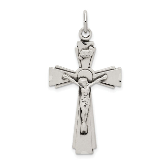 Sterling Silver Satin And D/C Inri Crucifix Pendant